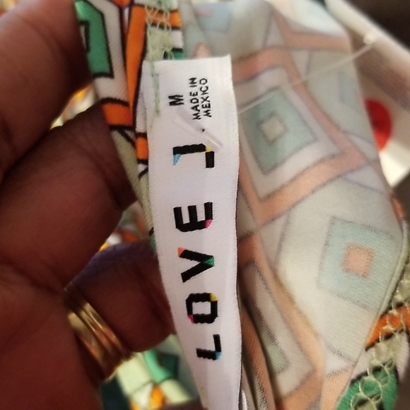 Love J Green Multicolored Tie Back Crop Top NWT - Picture 5 of 7